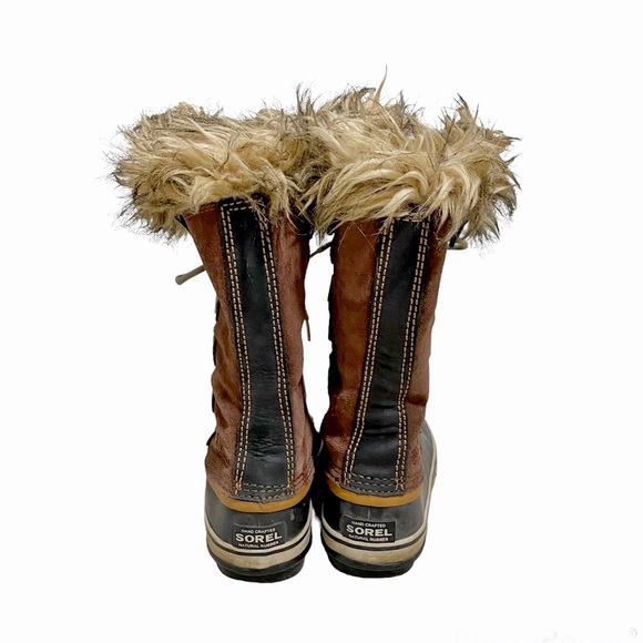 Sorel Joan Of Arctic Waterproof Lace Up Faux Fur Boots Brown/Tan Suede size 6 - Picture 5 of 11